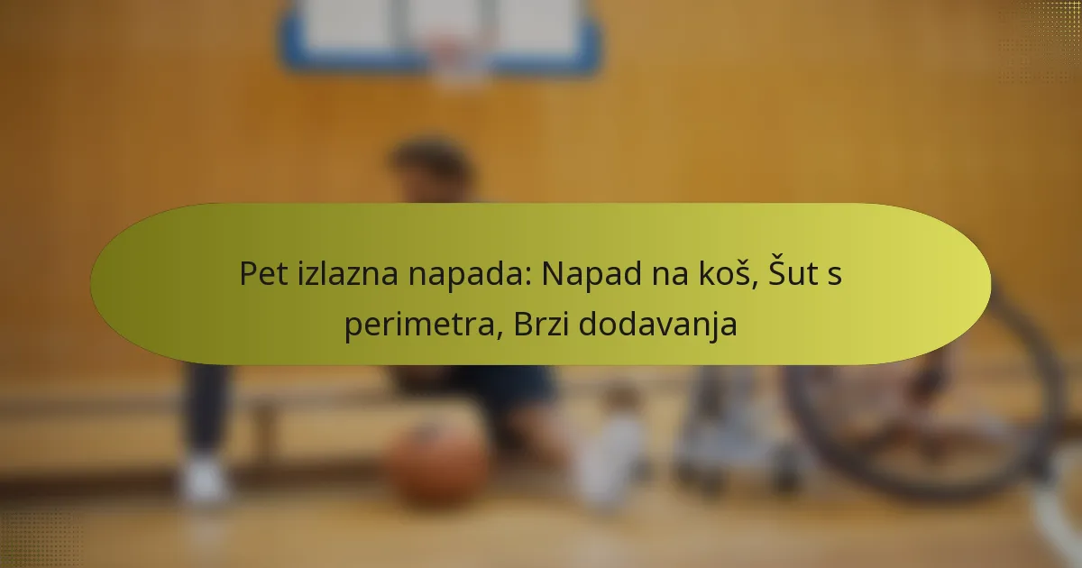 Pet izlazna napada: Napad na koš, Šut s perimetra, Brzi dodavanja