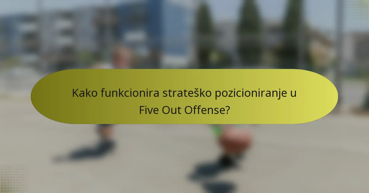 Kako funkcionira strateško pozicioniranje u Five Out Offense?