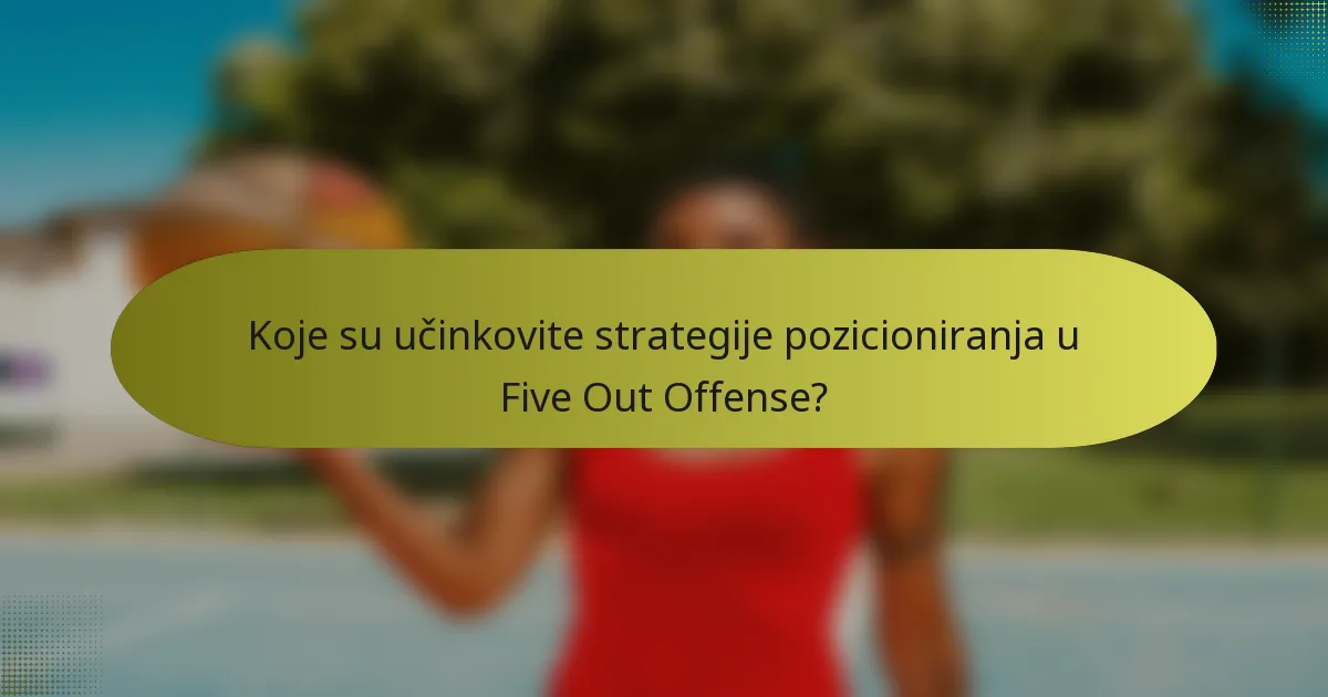Koje su učinkovite strategije pozicioniranja u Five Out Offense?